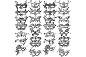 TIHOOD 30PCS Lace Mask Masquerade Venetian Eyemask Halloween Sexy Woman Lace Mask for Halloween Masquerade Carnival Party Costume Ball