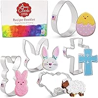 Easter Cookie Cutters 5-Pc Set Made in USA by Ann Clark, Easter Egg, Easter Bunny, Bunny Face, Holy Cross, Lamb