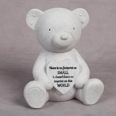 Widdop & Co Children's Funeral Marker Bear and Heart 17cm Polyresin