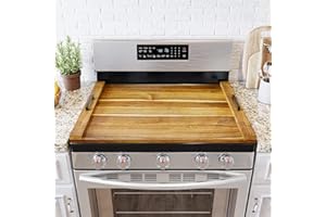 SpaceAid Noodle Board Stove Kitchen Cover with Handles, Top Covers for Gas Burners and Electric Stove, Oven Decor Accessories Wood Tray for Countertop, Natural Acacia