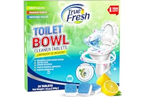 True Fresh Toilet Bowl Cleaner - 24 Tablets, Septic-Safe Fresh Toilet Bowl Cleaner and deodorizer, Easy off Heavy duty Cleani