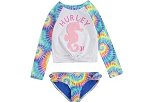 Hurley Girls Long Sleeve Rash Guard 2-Piece Swimsuit