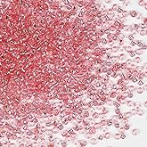 Bulk Seed Beads 110 Grams About 3500pcs, 3mm 8/0 Pink Glass Craft for Making Earrings, Bracelets, Pendants, Waist Jewelry,DIY Handmade Seed Beads(Pink Silver Core)