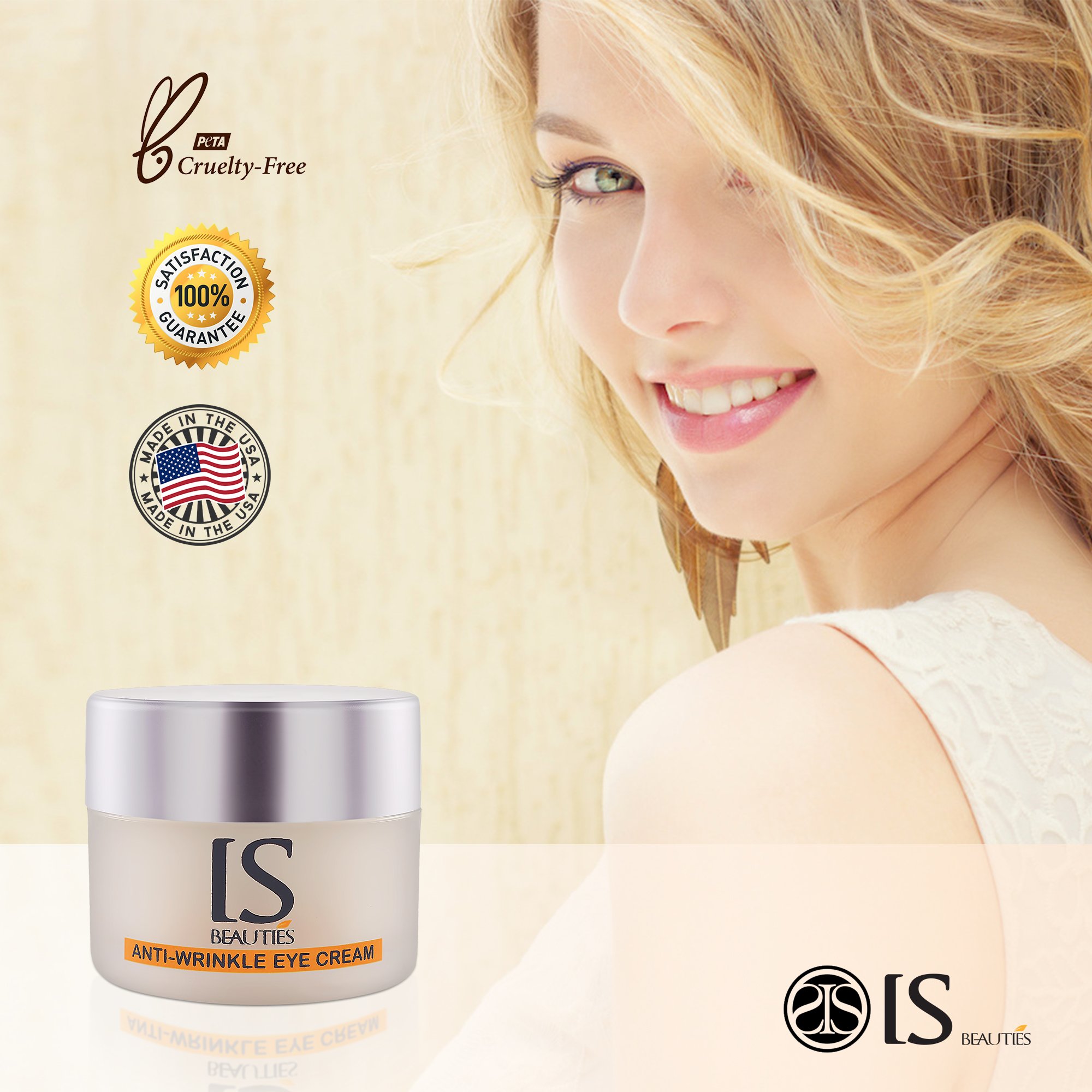 IS Beauties Eye Cream - Anti Aging and Wrinkles with Diamond Powder for Bags and Dark Circles and Puffiness - Hydrate and Moisturize the Skin of Eyes Area - Collagen Production and Reversing UV Damage