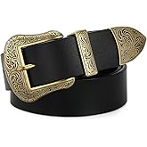 SANSTHS Western Belts for Woman, Cowboy Cowgirl Belt for Women Men Vintage Leather country Belt for Pants Dresses, 1 3/8"