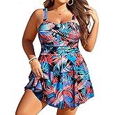 Yonique Plus Size Swim Dresses for Women- One Piece Swimsuit Tummy Control Flowy Bathing Suit Full Coverage Swimwear 2025