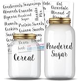 Kitchen Pantry Organization Label Decal Stickers for Jars, Containers, and Canisters Flour, Coffee, Sugar, Tea 40 Pack