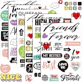 Chinco 30 Sheet Family Friend Theme Scrapbooking Sticker Decals | 500 Pieces Waterproof Vinyl Happy Memories Decor for Album Embellishment Art Project