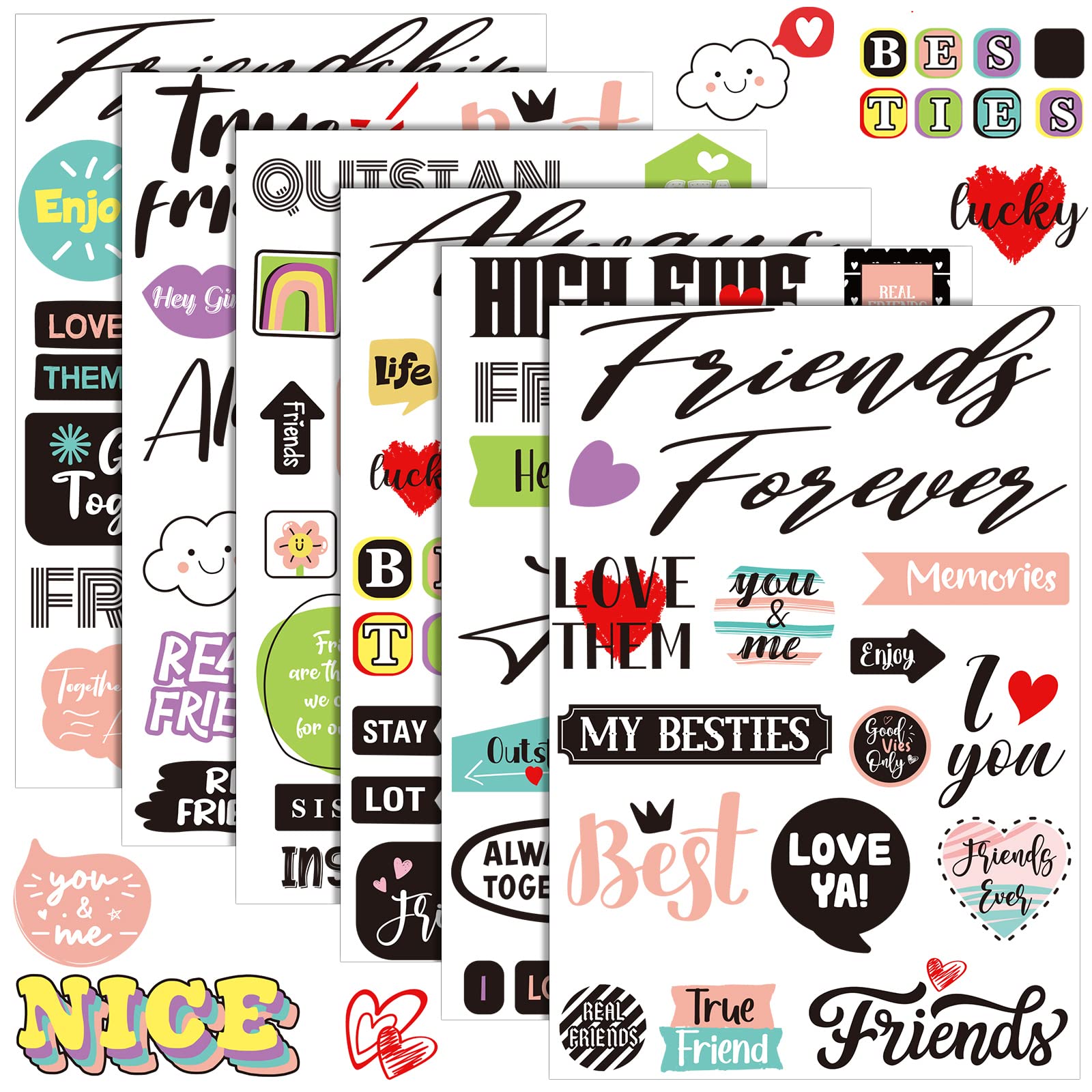 Photo 1 of  Family Friend Theme Scrapbooking Sticker Decals 500 Pieces Waterproof Vinyl Happy Memories Sticker Decor for Album Art Project Embellishment