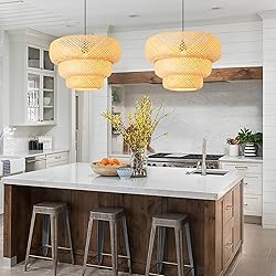 Teru Ji Kaikang Bamboo Pendant Light,18.5" Boho