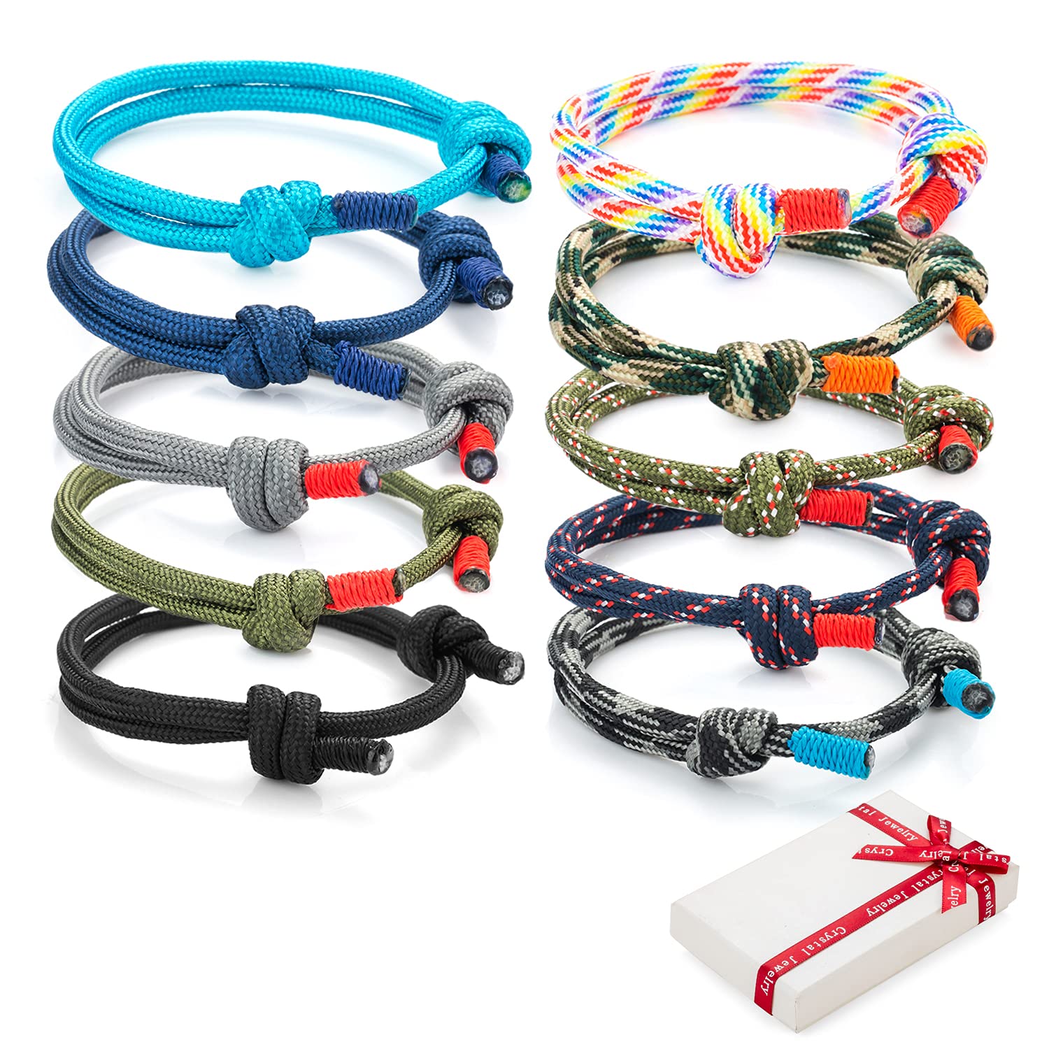 10pcs Braided Bracelets Cool Kit for Men Women Colorful Marine Rope Cord Nautical Surfing Bracelet for Men Boys Kids Boy Fabric Bracelet Navy Rope Adjustable Gift One Size Boat Rope, One Size, boat