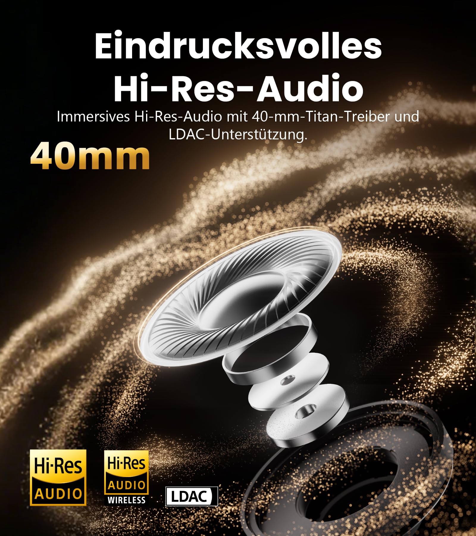 Edifier ES850NB Kabellose Over-Ear-Kopfhörer mit Geräuschunterdrückung, Hi-Res Audio Wireless, LDAC, 92h Spielzeit, Bluetooth 5.4 & Multipoint, KI-Anrufgeräuschreduzierung, Faltbar – Braun 2