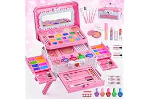 MQSIUVE Kids Makeup Sets for Girls Toys - Washable Makeup for Kids with Mirror, Real Dressing Table with Stand, Princess Play Makeup Kit Perfect for 3 4 5 6 7 8-12 Year Old Girls Birthday & Christmas