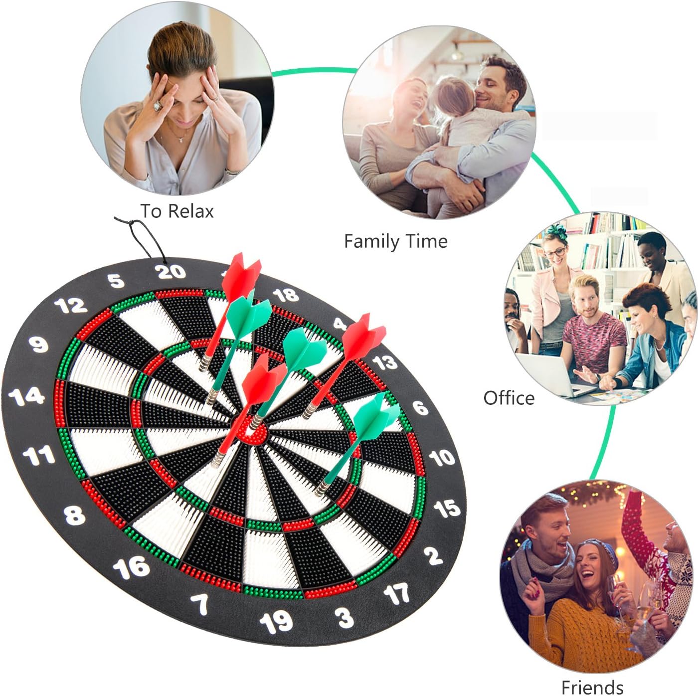 Ylovetoys Dart Board Soft Tip Safety Kids Dart Board Set Boys Toys Gifts, 16.4 inch Rubber Dartboard with 9 Soft Tip Safe Darts Great Game for Office and Family Leisure Sport : Sports & Outdoors