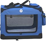 HugglePets Foldable Fabric Pet Crate Carrier Red Large 70x52cm with Sheepskin view 2