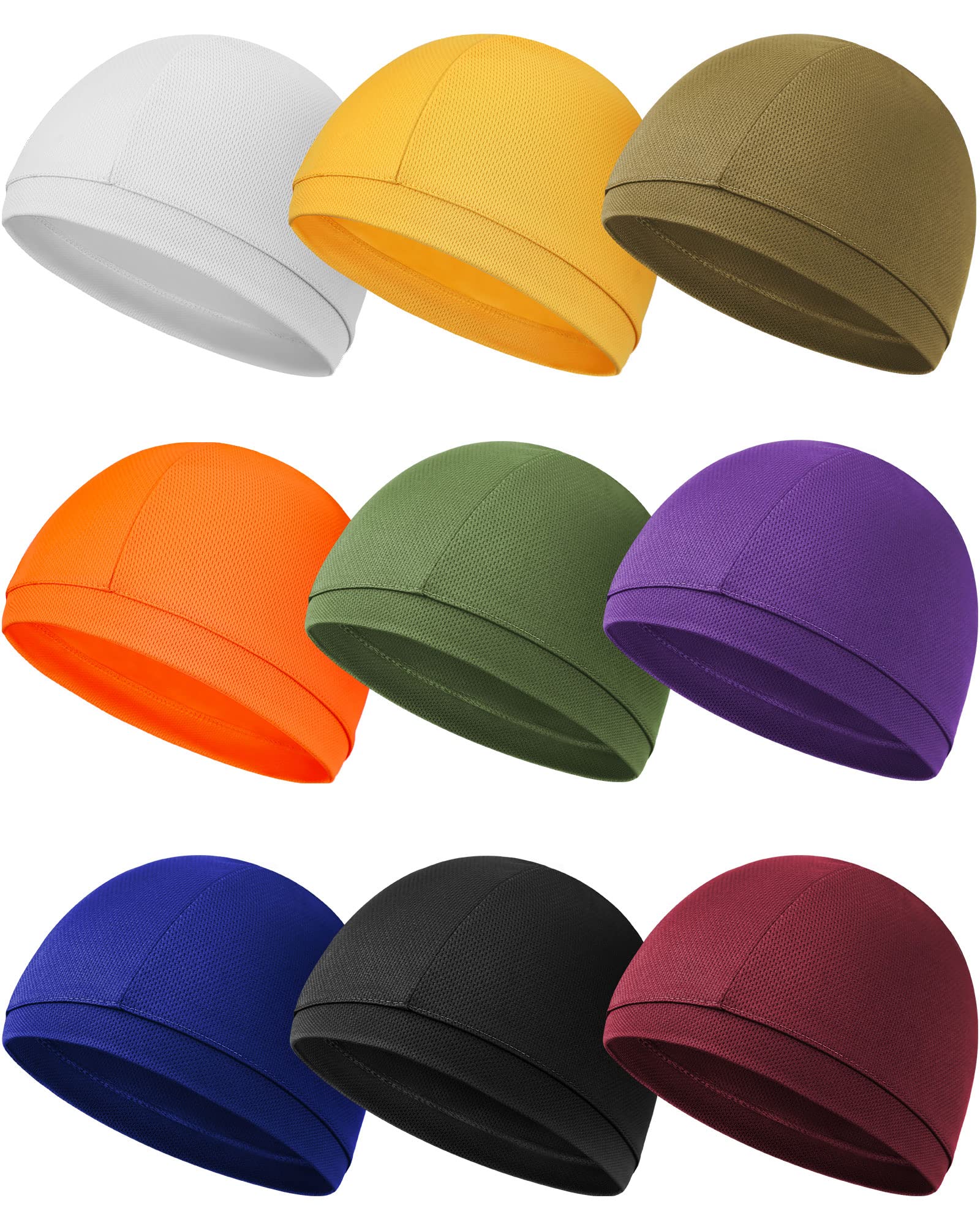 Photo 1 of 9 Pcs Cooling Skull Cap Camo Liner Sweat Wicking Lightweight Cycling Cap Running Head hat for Men Women(Bright Style)