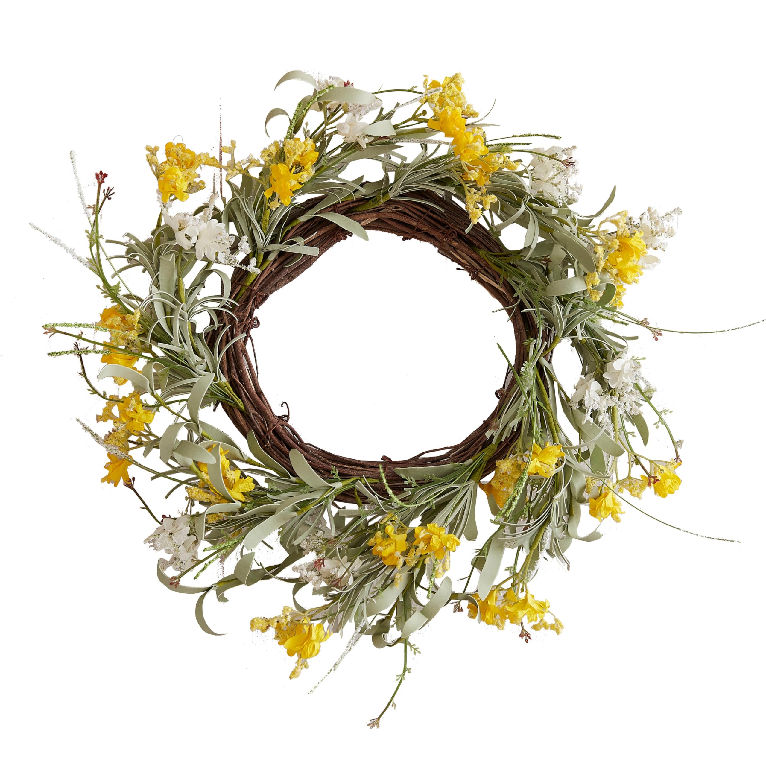 Ginger Ray Spring Blossom Yellow Foliage Easter Wreath - 40cm diameter