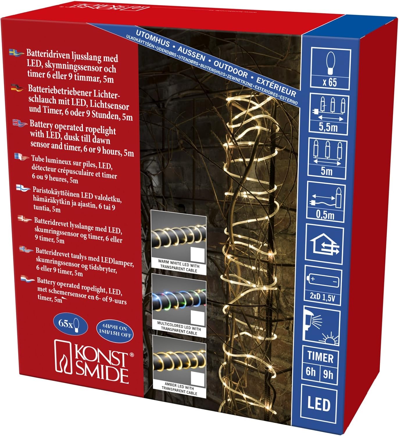 Lichtslang - 5 Metres, Amber, 65 LEDs