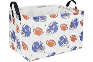 Sanjiaofen Rectangular Football Basket,Kids Baskets for Kids.Waterproof PE Coating Cute Basket with Handles.Boys Basket,Toys Box,Books Basket,Gifts Basket. (Football)