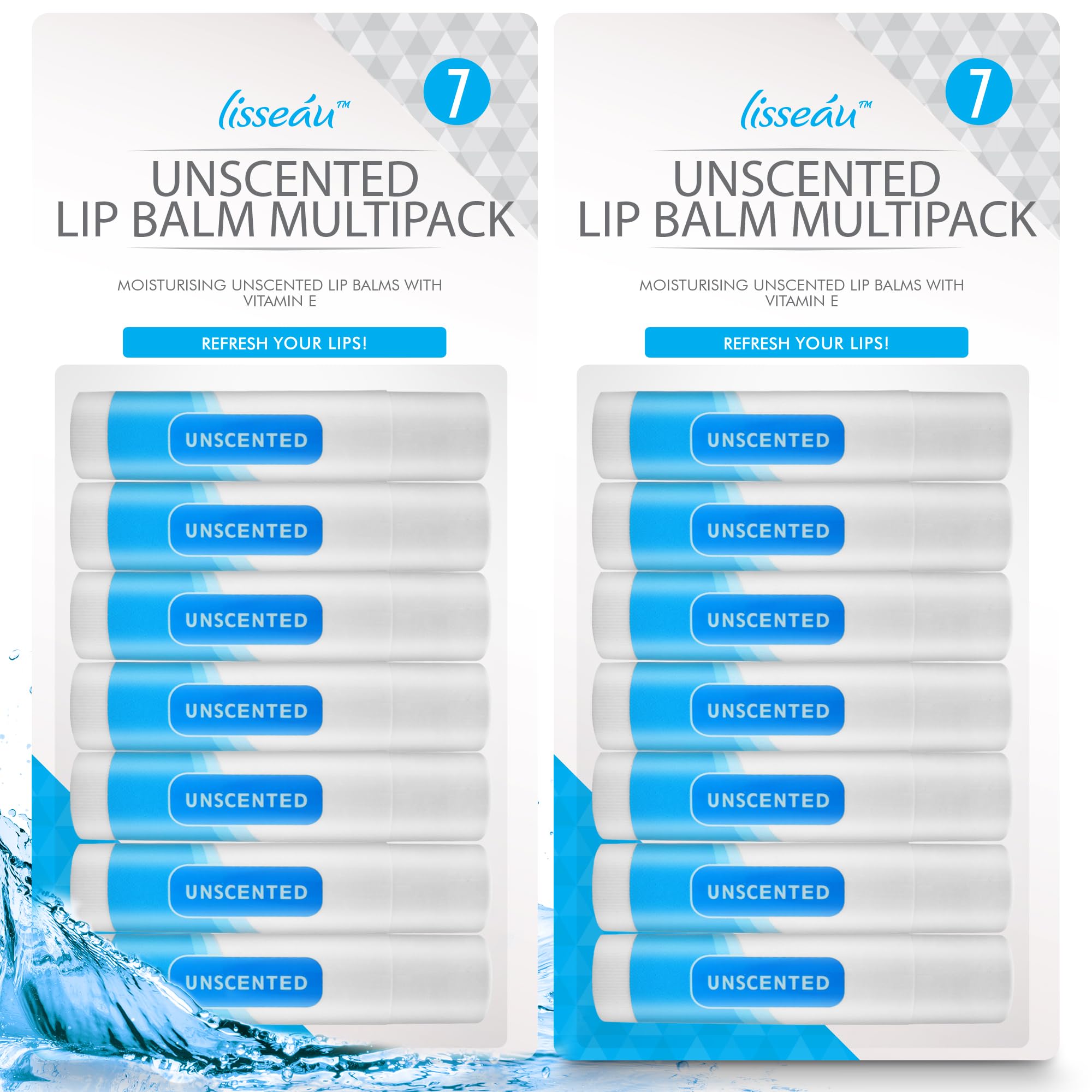 SOL 14pk Unscented Lipbalm Multipack - Moisturiser & Hydrating Lip Balm for Men and Women, Repair for Dry, Chapped Lips With Vitamin E, Long-Lasting Lip Care Sticks for Home, Office, or On-the-Go Use