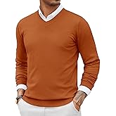 COOFANDY Men Casual V Neck Sweater Ribbed Knit Slim Fit Long Sleeve Pullover Top