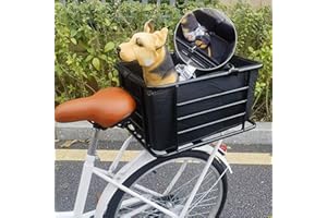 Rear Bike Dog Carrier Basket- Pet Cargo Box with 2 Safety Belts Mounting Clips & Soft Removable Liner, Compatible with Mounta