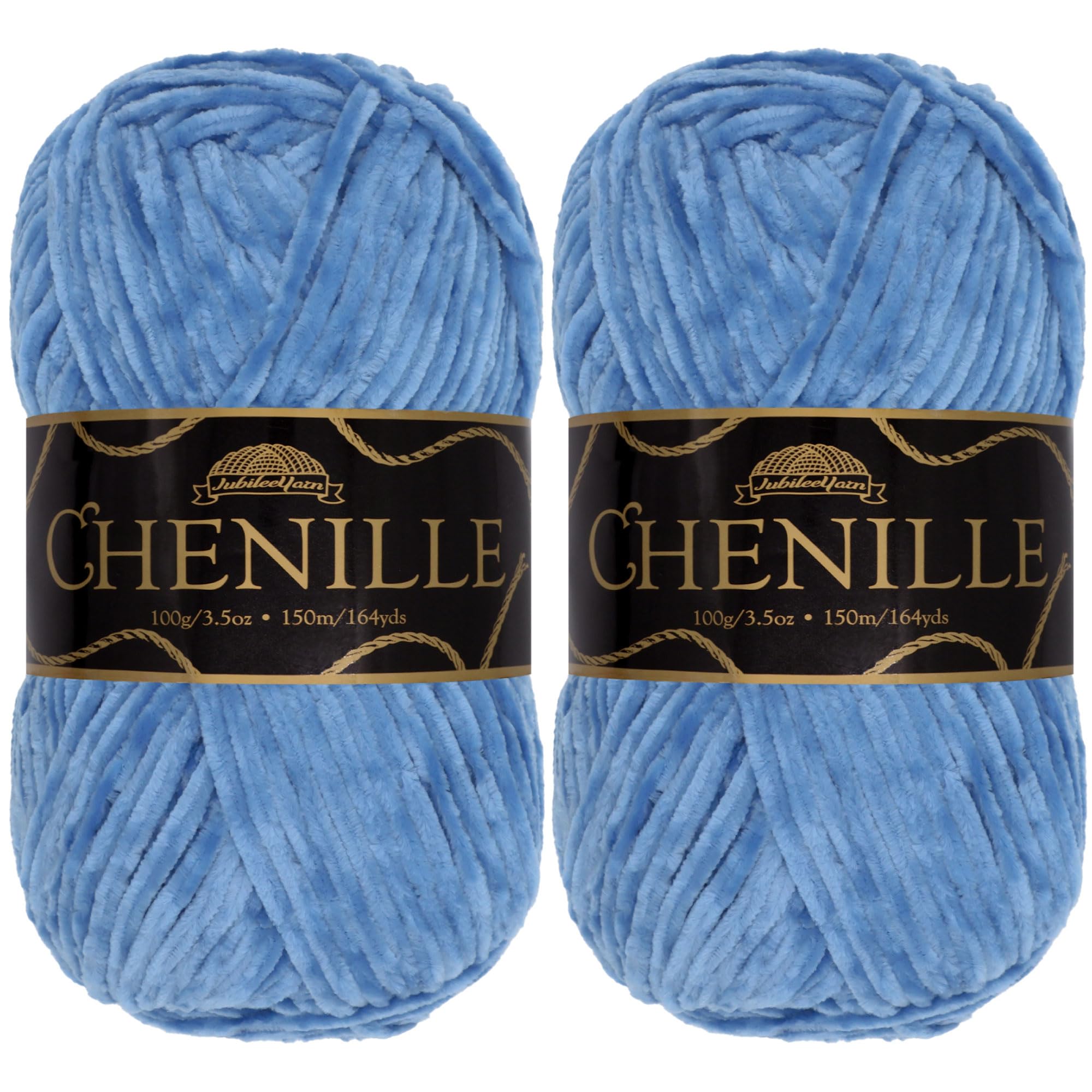 JubileeYarn Chenille Yarn - Worsted Weight - 100g/Skein (2 Skeins, 120 Aegean)