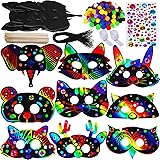 Supla 27 Set Magic Scratch Art Rainbow Scratch Paper Animal Masks Owl Rabbit Tiger Wolf Bear Squirrel Fox Bear Elephant Cutou