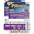 Filtrete 20x25x4 Air Filter MPR 1550 DP MERV 12, Healthy Living Ultra Allergen Deep Pleat, 2-Pack, Fits Lennox & Honeywell De