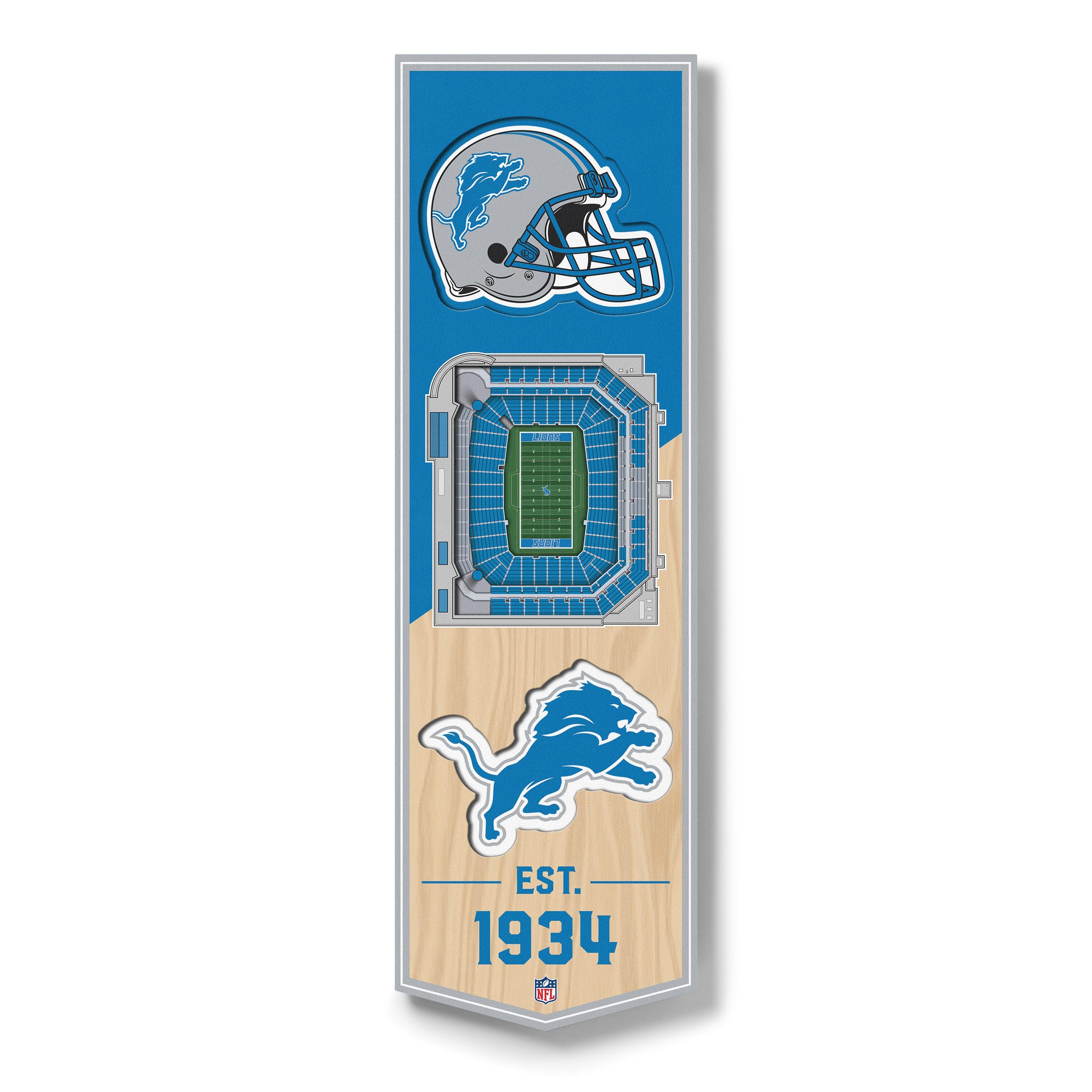 Photo 1 of ***(HEAVILY USED)***YouTheFan NFL Detroit Lions 3D Stadium 6x19 Banner - Ford Field