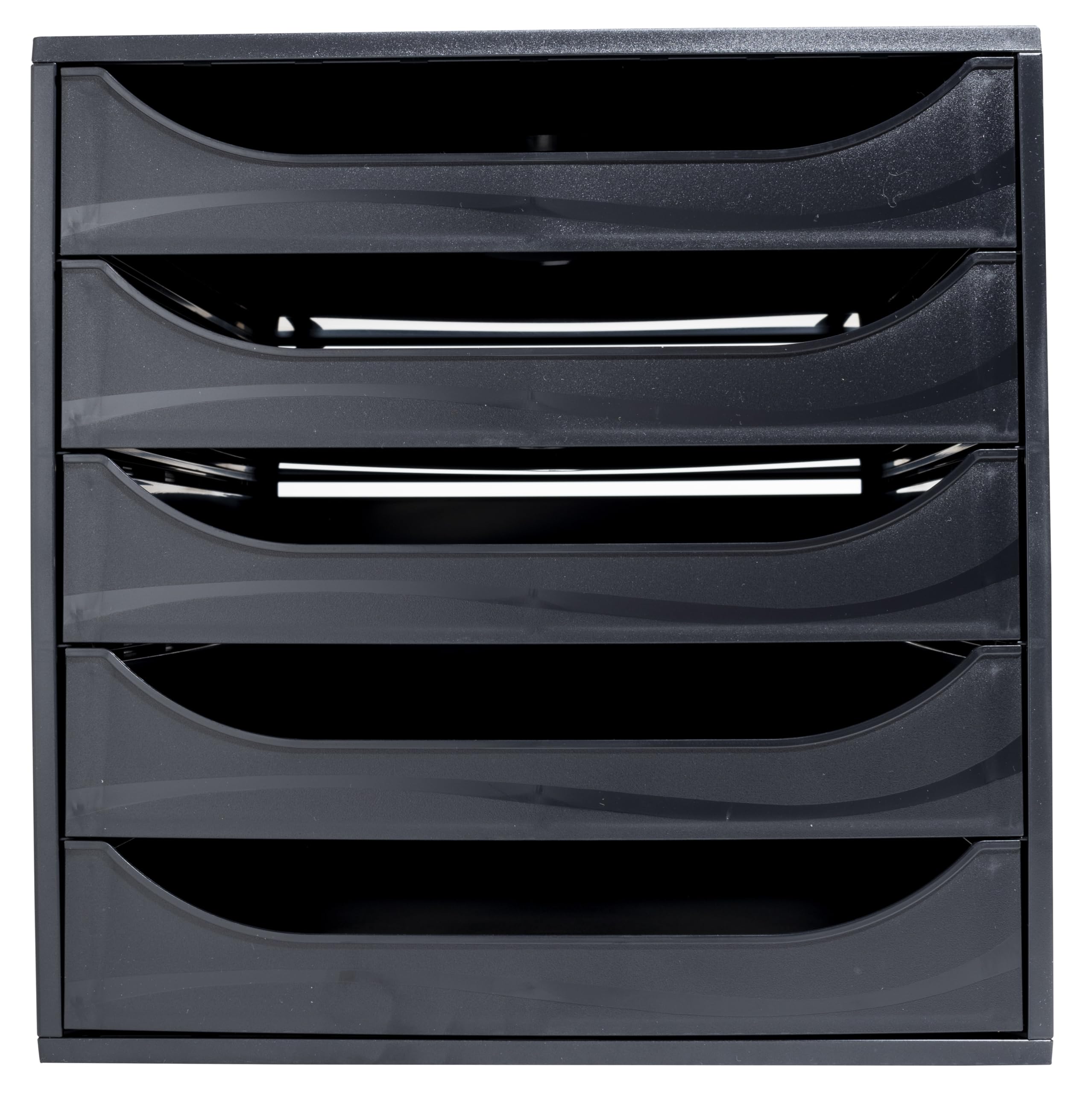 Exacompta - Ref 229014D - ECOBlack Ecobox+ Drawer Set - 348 x 284 x 290mm in Size, Suitable for A4+ Documents, 5 Drawers, Safety Stop Feature, Stackable - Black