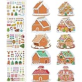 Engrowtic 30 Pcs Make a Gingerbread House Stickers Christmas Party Game Craft Activities Favor Supplies for Boys Girls DIY Make Your Own Gingerbread House Stickers 15 Finished Products(Christmas)