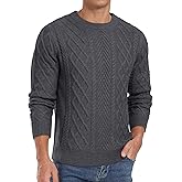 Askdeer Men's Pullover Sweater Fisherman Long Sleeve Chunky Knit Sweater Classic Casual Crewneck Sweaters