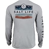 Salt Life Mens Salt Life Ameritude Long Sleeve Performance Pocket Tee