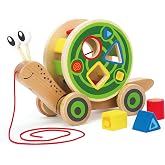 Hape Walk-A-Long Snail Pull Toy |Award Winning Toddler Wooden Push and Pull Toy with Removable Color