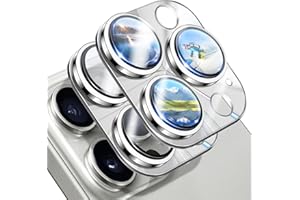 OTAO for iPhone 15 Pro/15 Pro Max Camera Lens Protector, 2Pack Corning Tempered Glass+Dazzling Metal Screen Protection Glitter Camera Cover -Easy Fit Tray/Case Friendly/Stick Tightly(White Titanium)