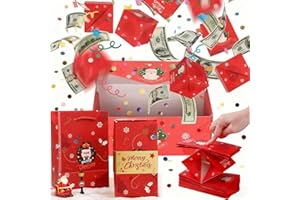 BOVVSKY 16PCS Surprise Gift Box Explosion for Money, Merry Christmas Surprise Gift Box Explosion for Money, Christmas Cash Luxury Folding Pop-Up SurpriseBox (Red)