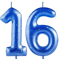 Hongplus Blue Number 16 Candles - 16th Birthday