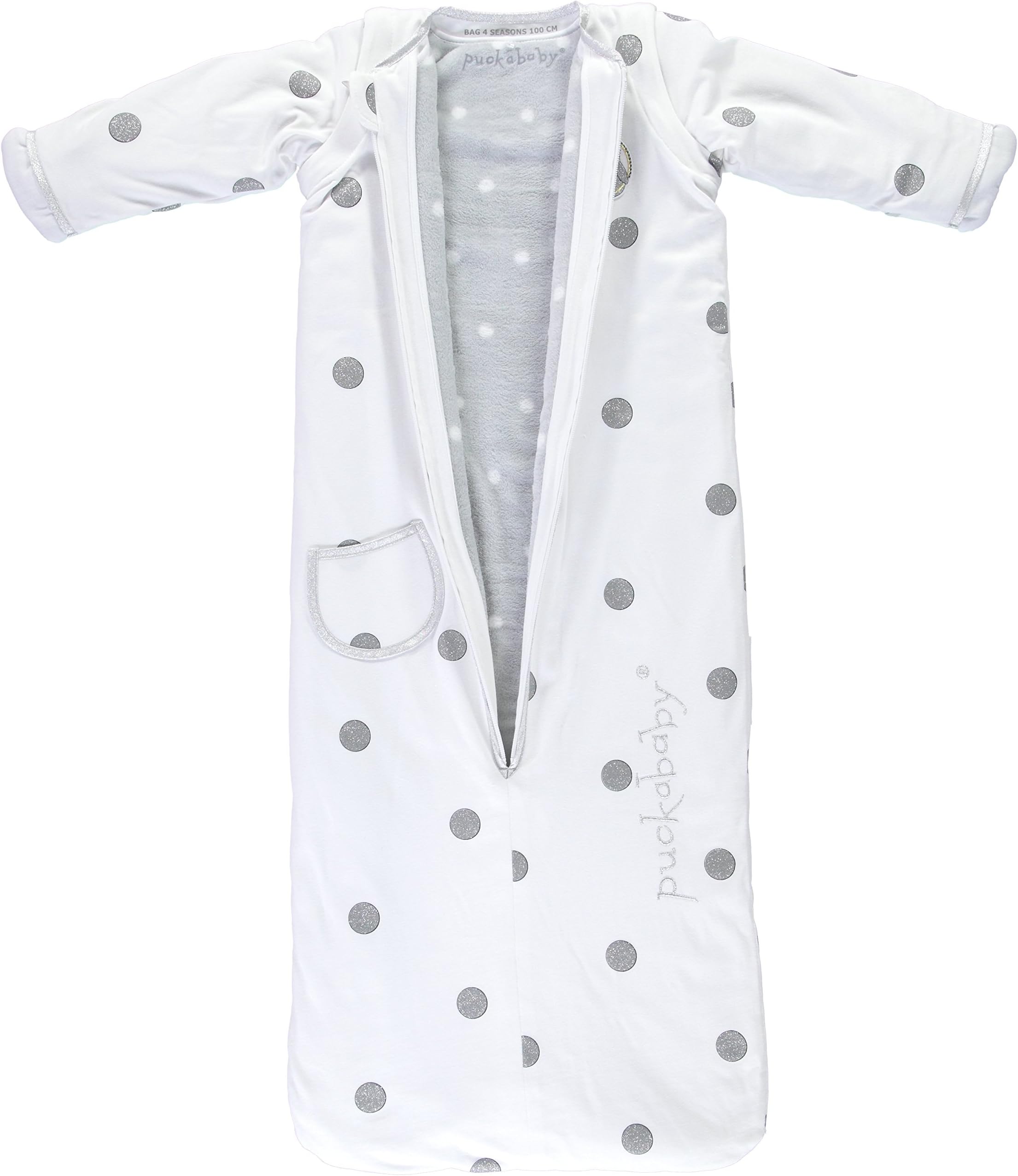 Puckababy® Bag 4 Seasons - Baby/Toddler Sleeping Bag - 6 M / 2.5 Y | White Dotty