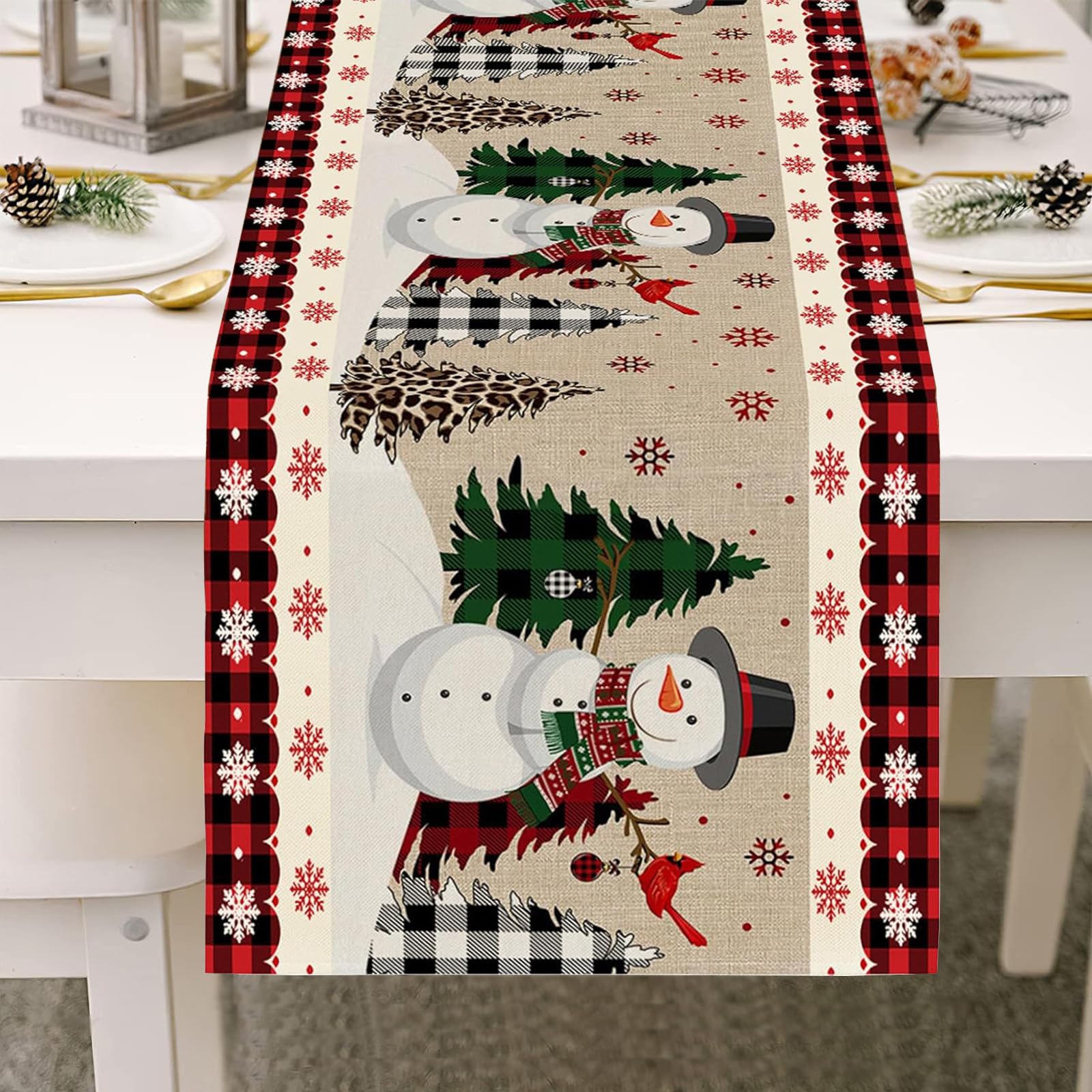 1 Pcs Christmas Table Runner - For Indoor/Outdoor Home Holiday Party Decor (33 X 185 Cm)