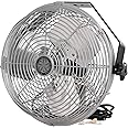 TPI Corporation U12-TE Industrial Wall Mount Ceiling Fan — 3 Speed Single Phase Commercial Fan for Workstation — 12” Hanging Metal Fan — 120v, Gray