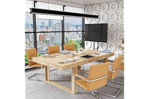 FAMAPY 7.2FT Conference Table Modern Meeting Table Rectangular Seminar Table for Office Meeting Conference Room Oak (86.8”W x 47.2”D x 29.4”H)