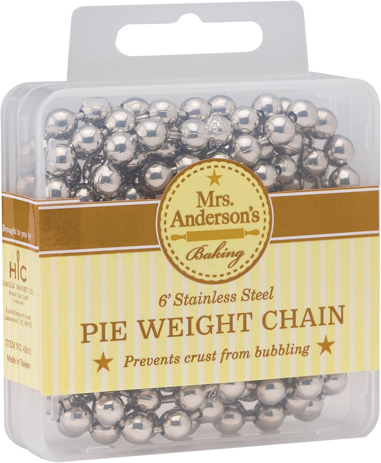 Mrs Anderson's Baking Pie Crust Weights Chain Metal Stainless Steel 6Feet Long Bakeware Home