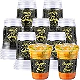 Gerrii 50 Pieces 16 oz Happy New Year Plastic Cups Bulk, 2026 Happy New Year's Eve Clear Cups, Festive Drinking Cup Snacks Beer Drinkware for Holiday Party Supplies