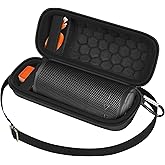 Case for JBL Grip Bluetooth Speaker,Portable Travel Wireless Speaker Carrying Storage Bag Fits for Charger, Cable Accessories, with Shoulder Strap and Carabiner (Box Only) (Black)