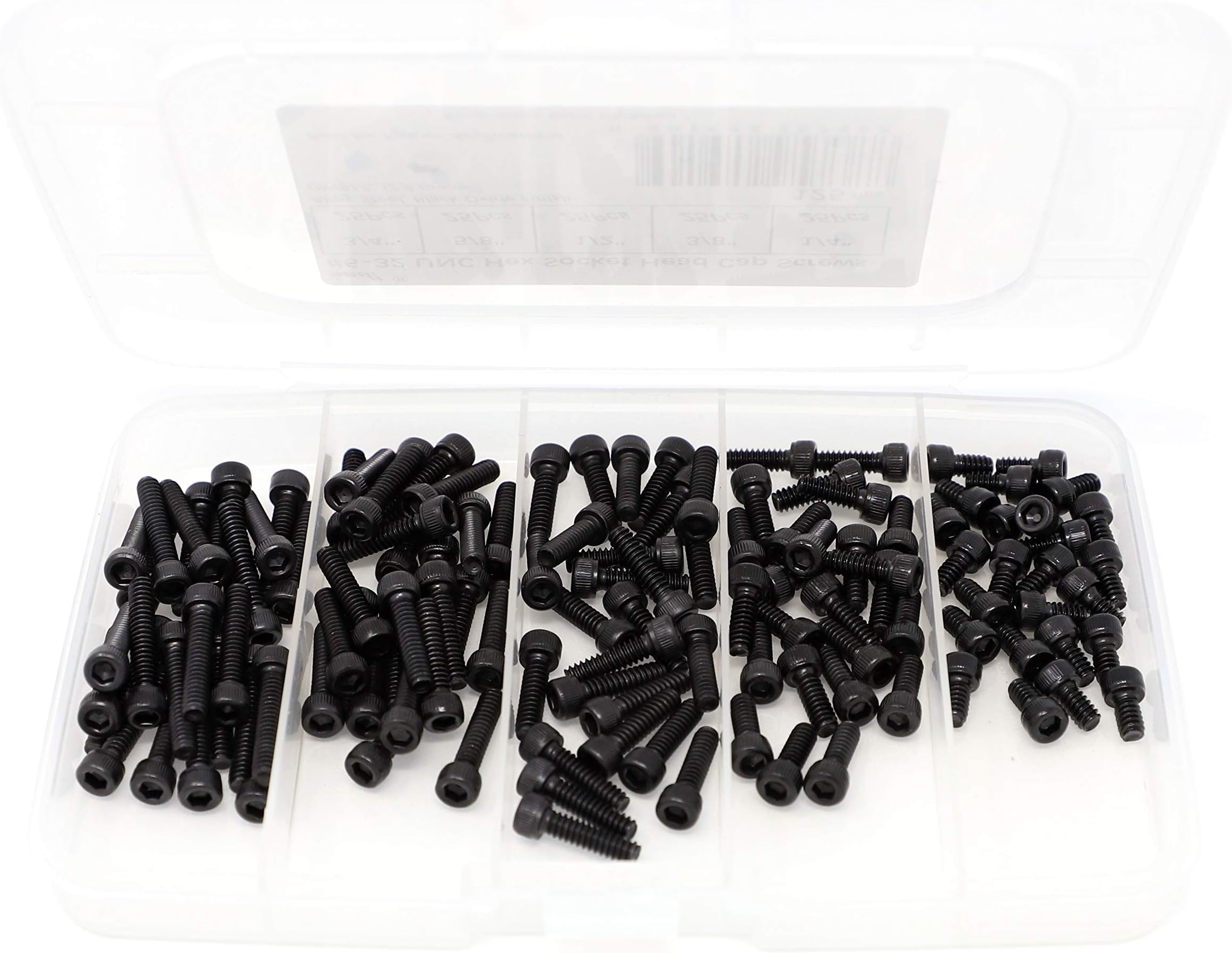 iExcell 100 Pcs #6-32 x 1/4", 3/8", 1/2", 5/8", 3/4" Alloy Steel 12.9 Grade Socket Head Cap Screws Bolts Bolts Assortment, Black Oxide Finish