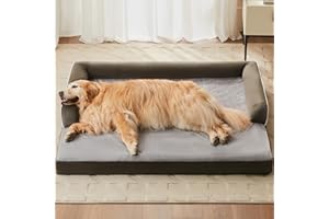 LEXTRO Orthopedic Dog Beds Large Sized Dog, Waterproof Large Dog Bed with Sides, Washable Couch Dog Bed with Removable Pillow Cover and Anti-Slip Bottom, Pet Bed for Large Dogs.