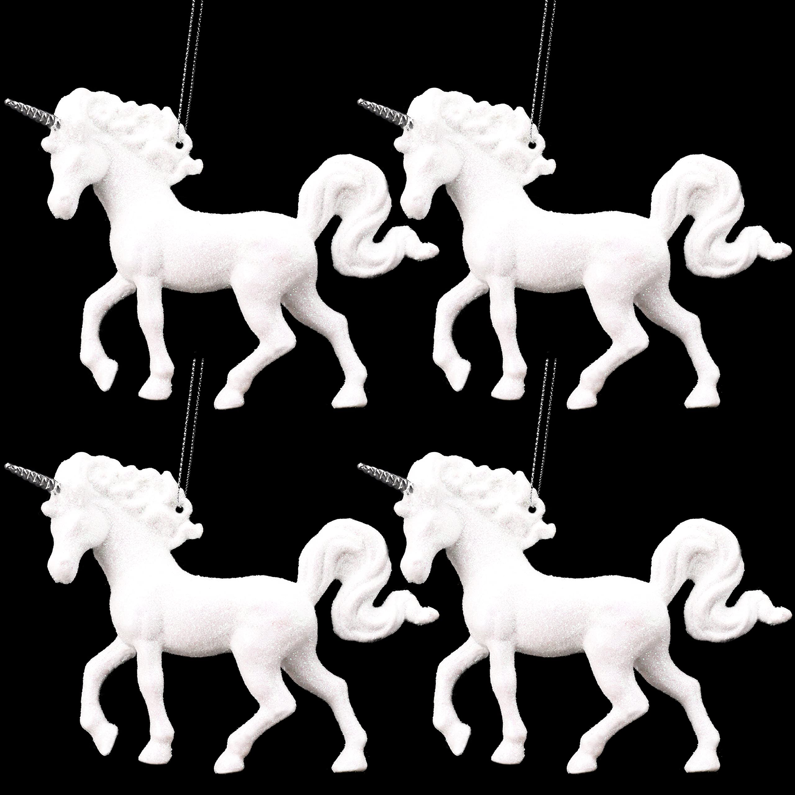 Christmas Concepts® 16cm Glitter Covered Unicorn Decoration - Luxury Christmas Decorations (Iridescent, Pack of 4)