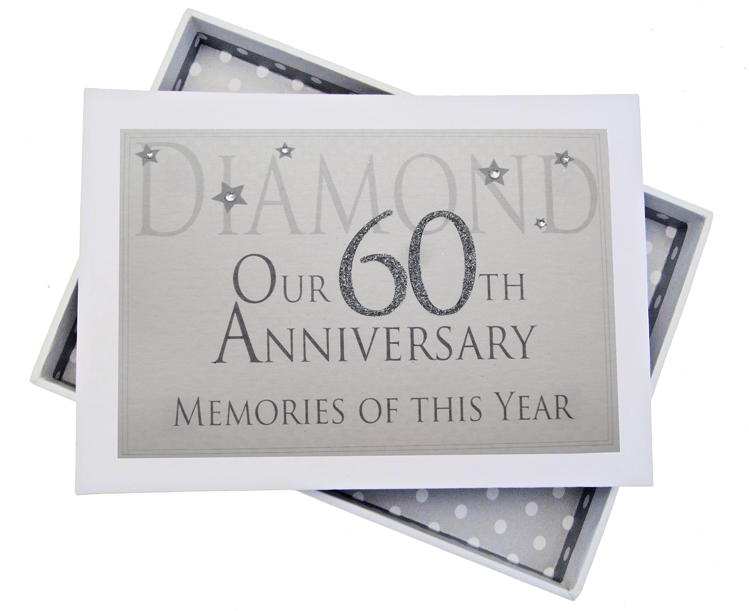 White Cotton Cards 60th Diamond Anniversary Memories of This Year, Tiny Album, Glitter & Words, Wood, 12.5x17.5x2.5 cm