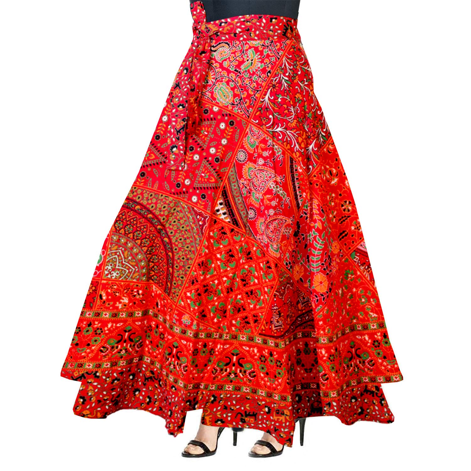 jwf women's cotton wraparound skirt multicolour, free size